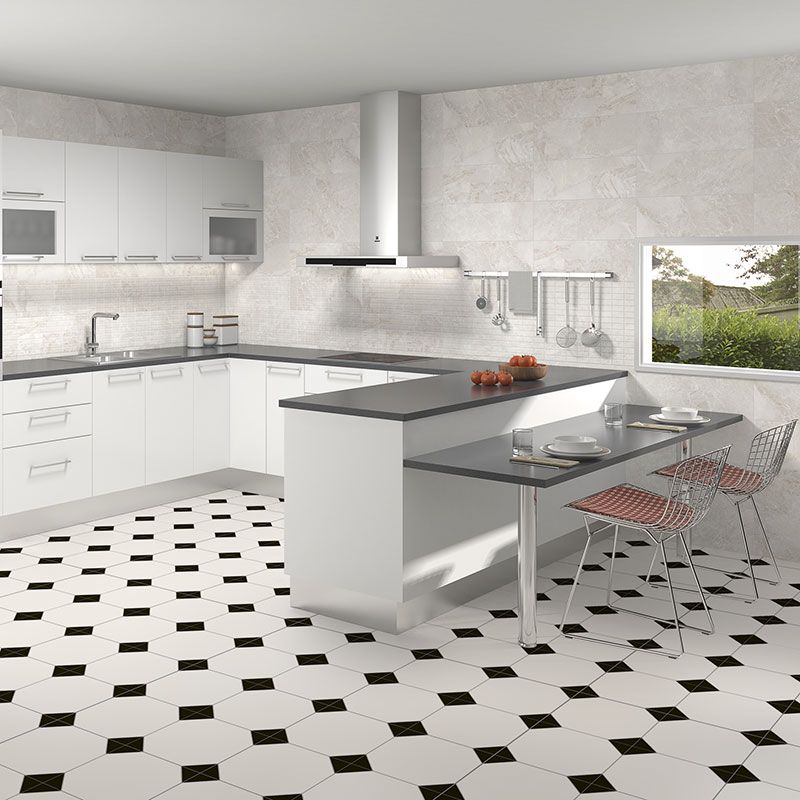Black and White Traditional Diamond Pattern Ceramic Wall and Floor Tile TilesDecor