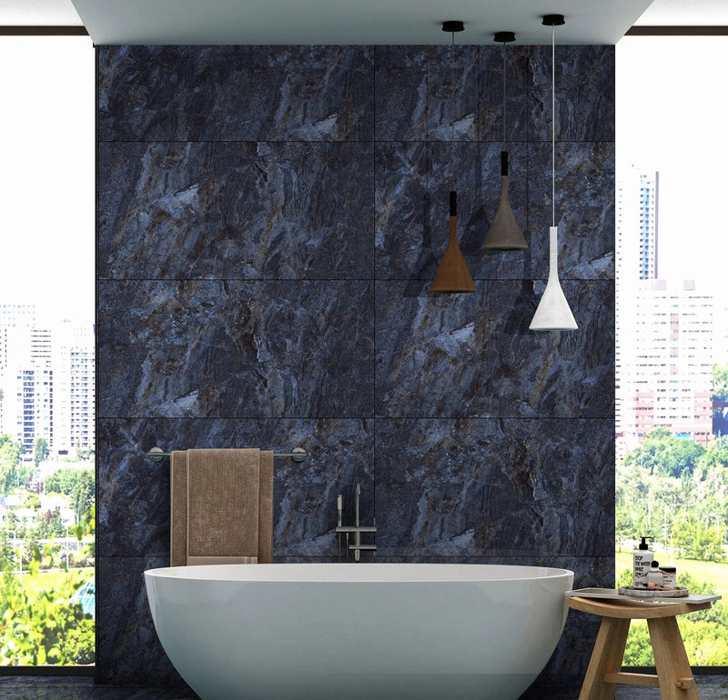 Blue Classic Marble Effect High Gloss Porcelain Tiles