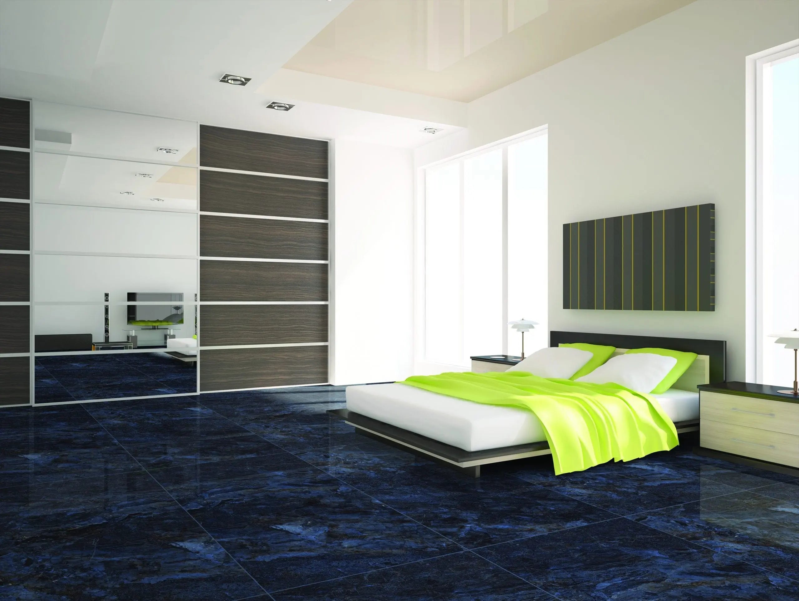 Blue Classic Marble Effect High Gloss Porcelain Tiles