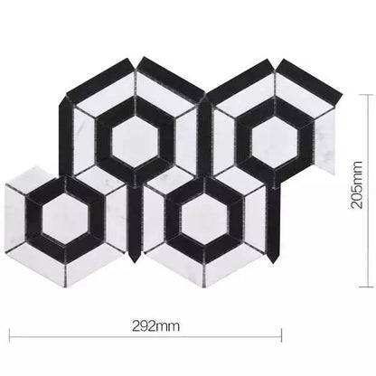 Bordou White and Black Authentic Marble Wall and Floor Mosaic Tile TilesDecor
