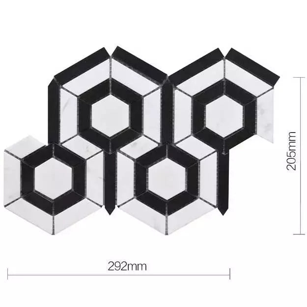 Bordou White and Black Authentic Marble Wall and Floor Mosaic Tile TilesDecor