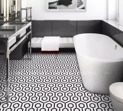 Bordou White and Black Authentic Marble Wall and Floor Mosaic Tile TilesDecor