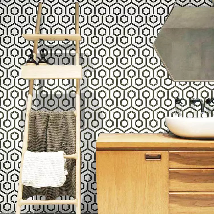 Bordou White and Black Authentic Marble Wall and Floor Mosaic Tile TilesDecor