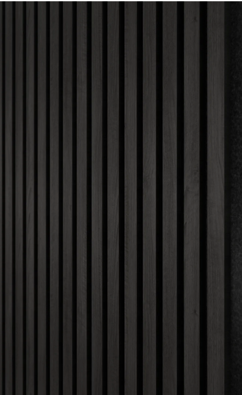 Charcoal Dark Black Acoustic Wall Panel 3D Slat