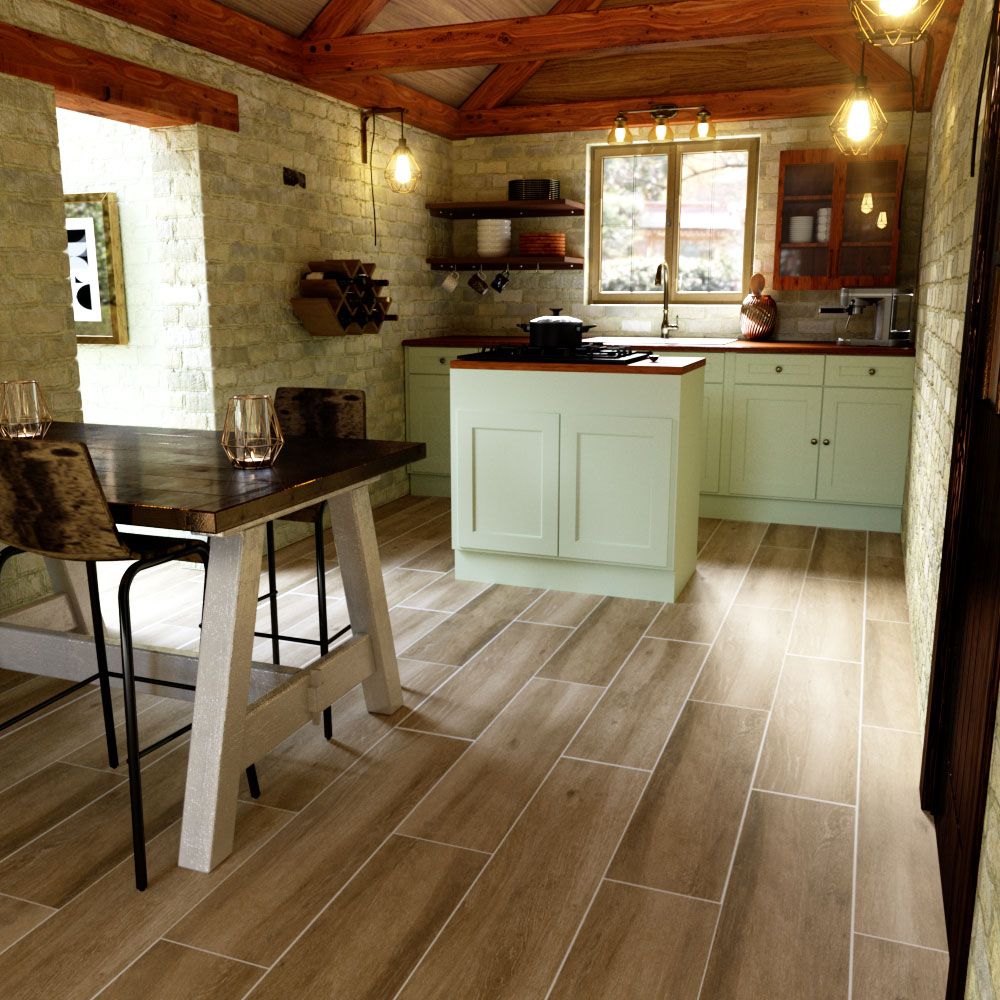 Choo Natural Brown Oak Porcelain Wood Effect 15x58cm Wall and Floor Tile TilesDecor