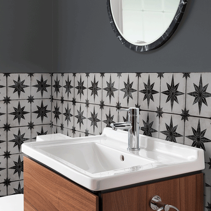 Compass Black and White Pattern Floor Ceramic Tile TilesDecor