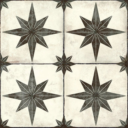 Compass Black and White Pattern Floor Ceramic Tile TilesDecor
