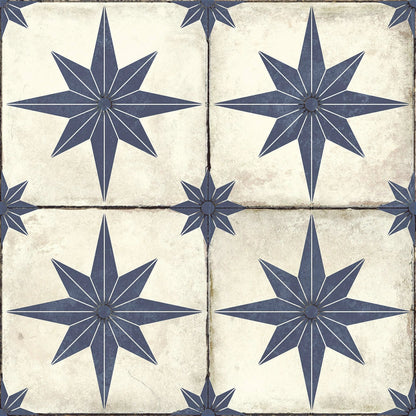Compass Blue and White Pattern Floor Ceramic Tile TilesDecor