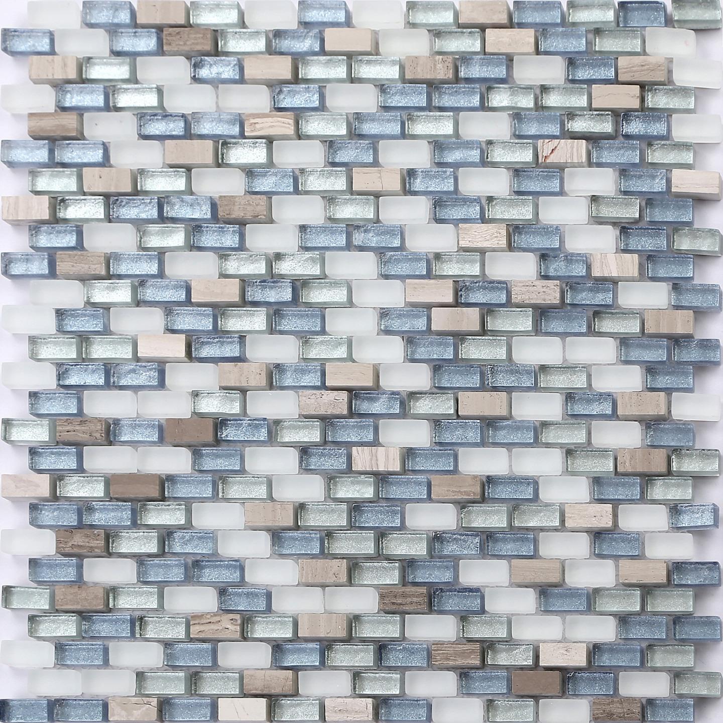 Costal Blue Brick Mosaic Wall Tile TilesDecor