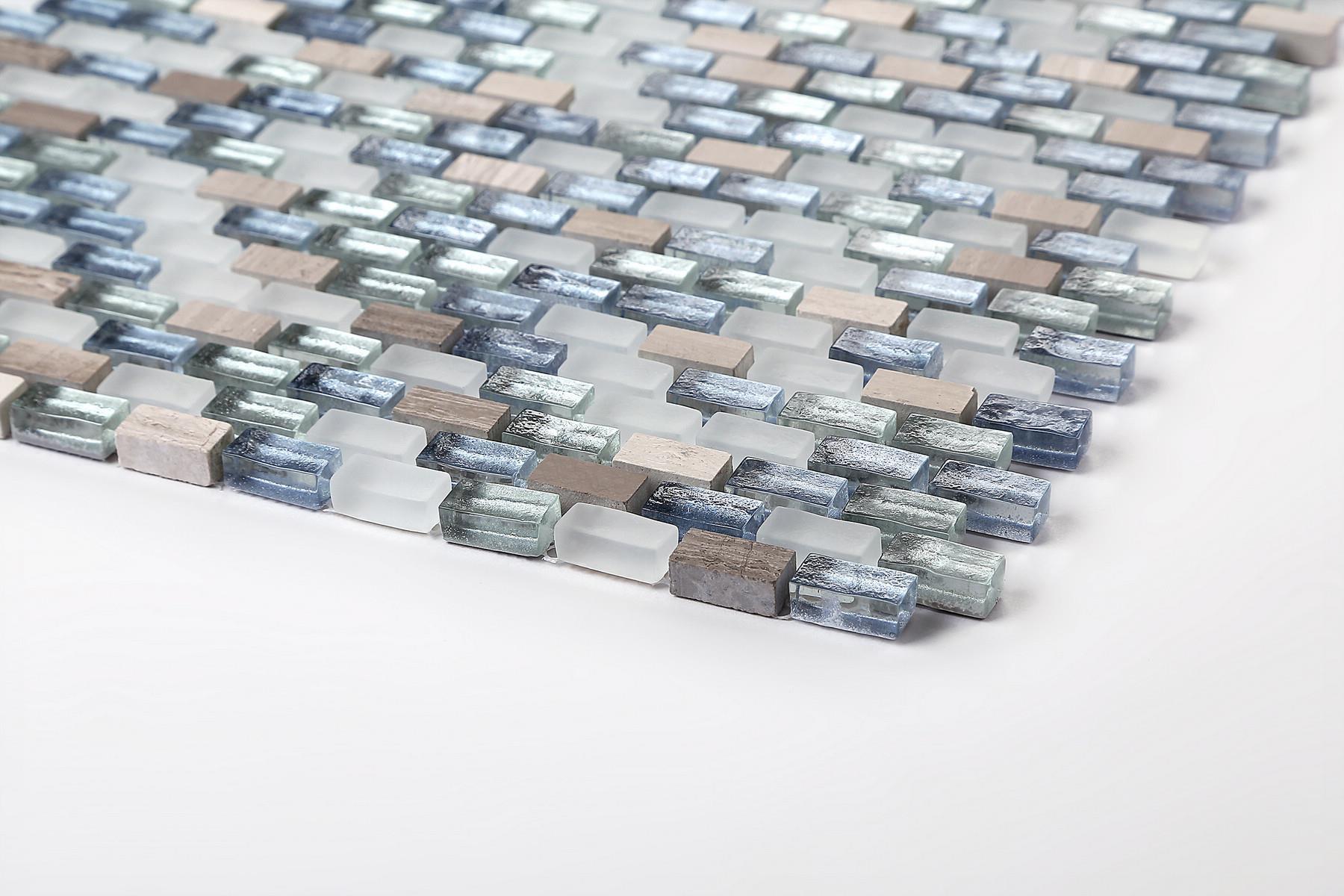 Costal Blue Brick Mosaic Wall Tile TilesDecor