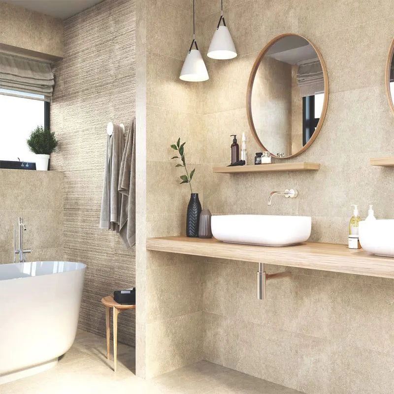 Creama Marfil Beige Matt Stone Effect Ceramic Wall 300x600mm Tile TilesDecor
