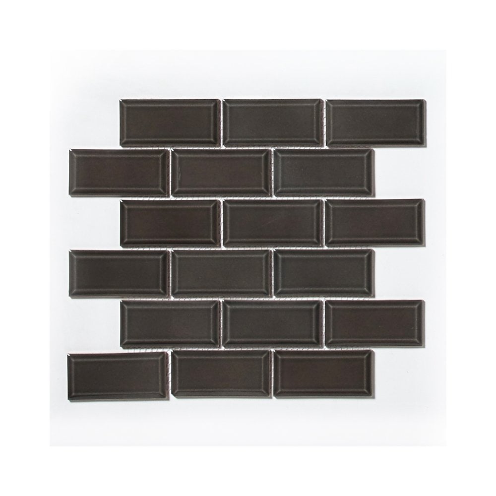 Dark Grey Bevelled Metro Ceramic Mosaic Wall Tile TilesDecor