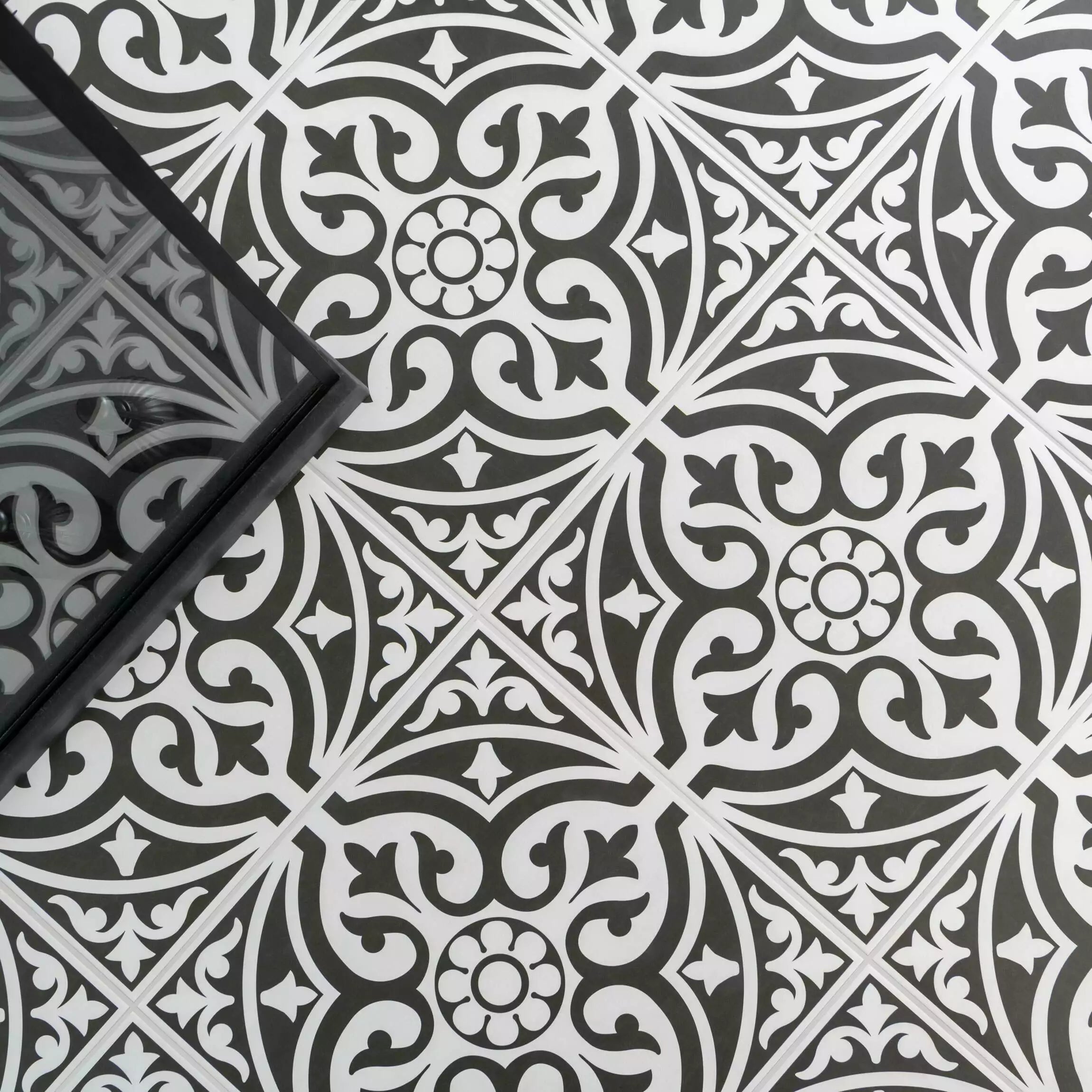 Devonstone Black Pattern Wall and Floor Ceramic 45x45cm Tile TilesDecor