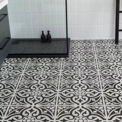 Devonstone Black Pattern Wall and Floor Ceramic 45x45cm Tile TilesDecor