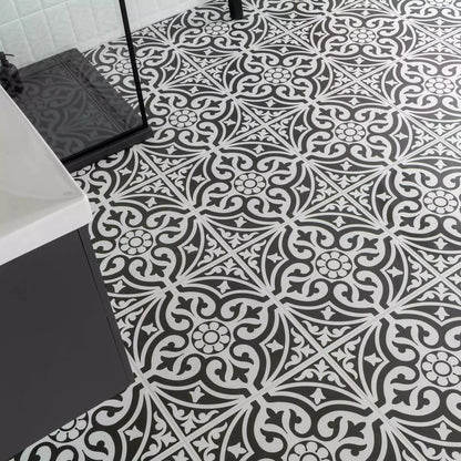 Devonstone Black Pattern Wall and Floor Ceramic 45x45cm Tile TilesDecor