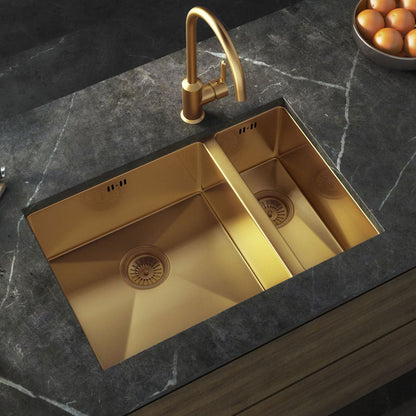 Ellsi Elite Inset/Undermounted Brushed Gold Effect Stainless Steel Sink, PDT-000008 Ellsi