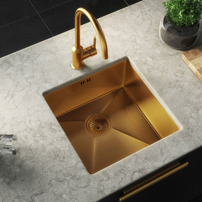 Ellsi Elite Inset/Undermounted Brushed Gold Effect Stainless Steel Sink, PDT-000026 Ellsi