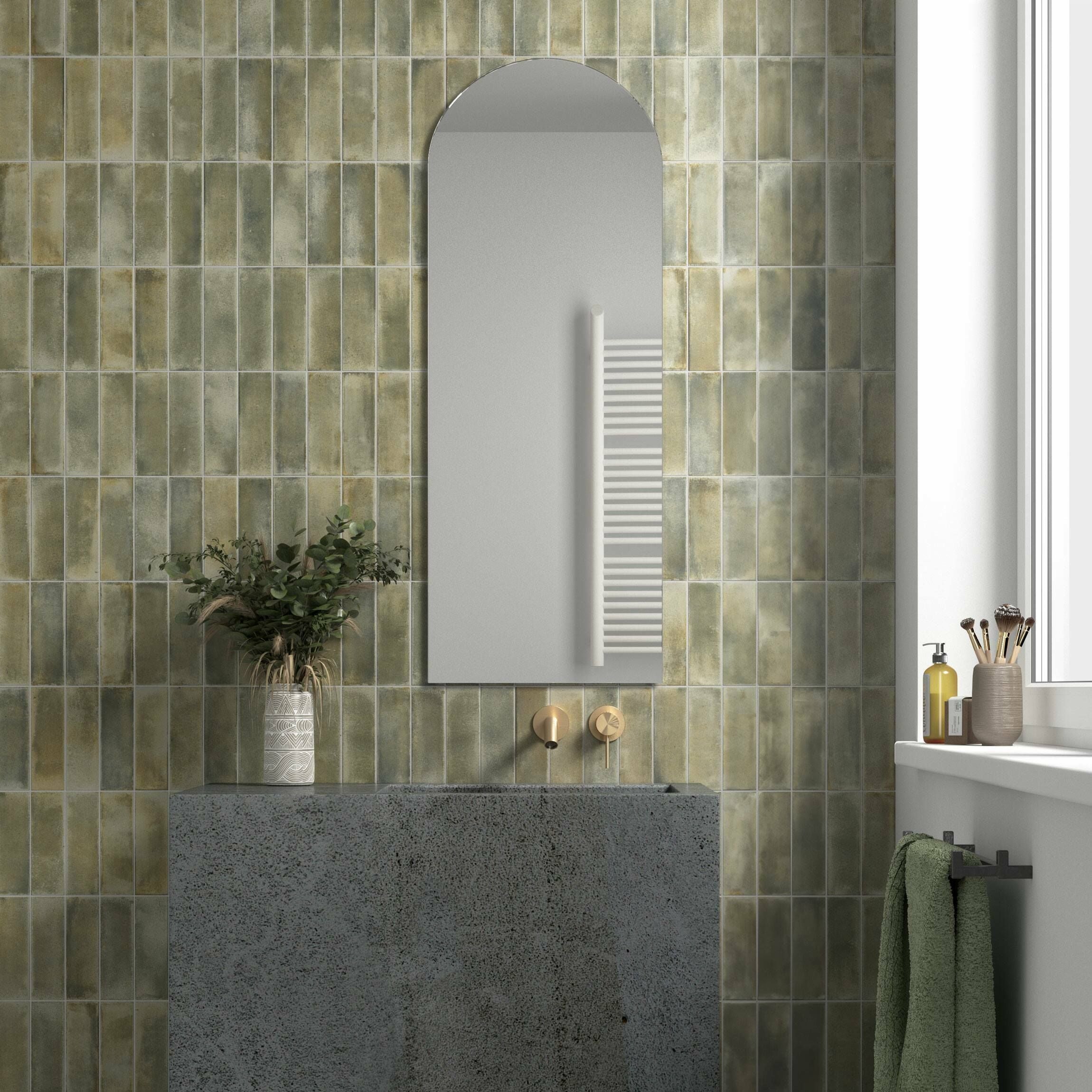 Enrichio Washed Emerald Green Stone Effect 18x6cm Wall and Floor Tile TilesDecor