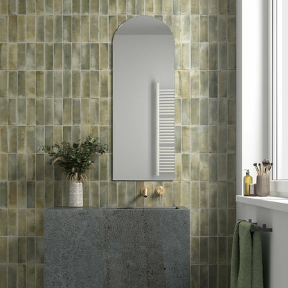 Enrichio Washed Emerald Green Stone Effect 18x6cm Wall and Floor Tile TilesDecor