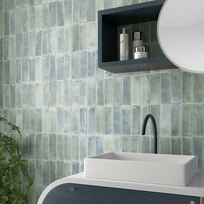 Enrichio Washed Lake Blue Stone Effect 18x6cm Wall and Floor Tile TilesDecor