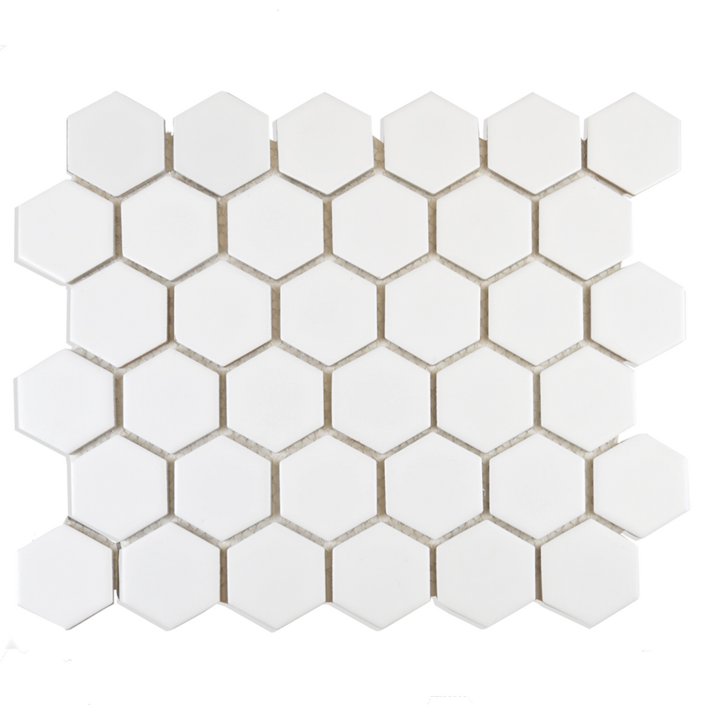 Eterna Hexagon White Grande Matt Mosaic Wall and Floor Porcelain Tile TilesDecor