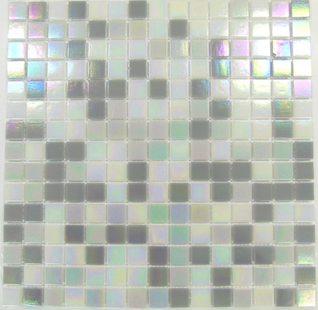 Galaxy Grey and White Shimmer Glass Square Wall Mosaic Tile TilesDecor