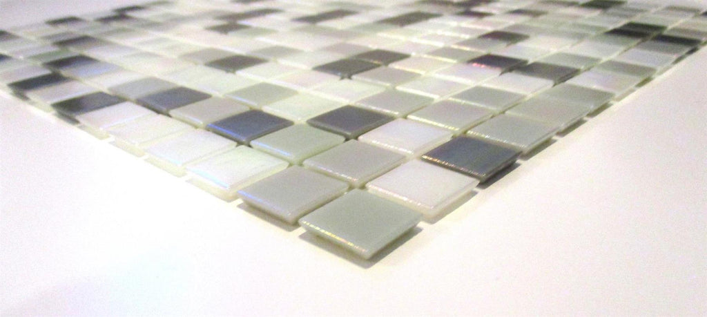 Galaxy Grey and White Shimmer Glass Square Wall Mosaic Tile TilesDecor