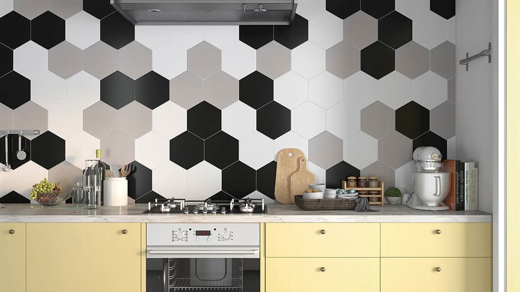 Galaxy Hexagon Solar Black Porcelain 201x201mm Wall and Floor Tile TilesDecor