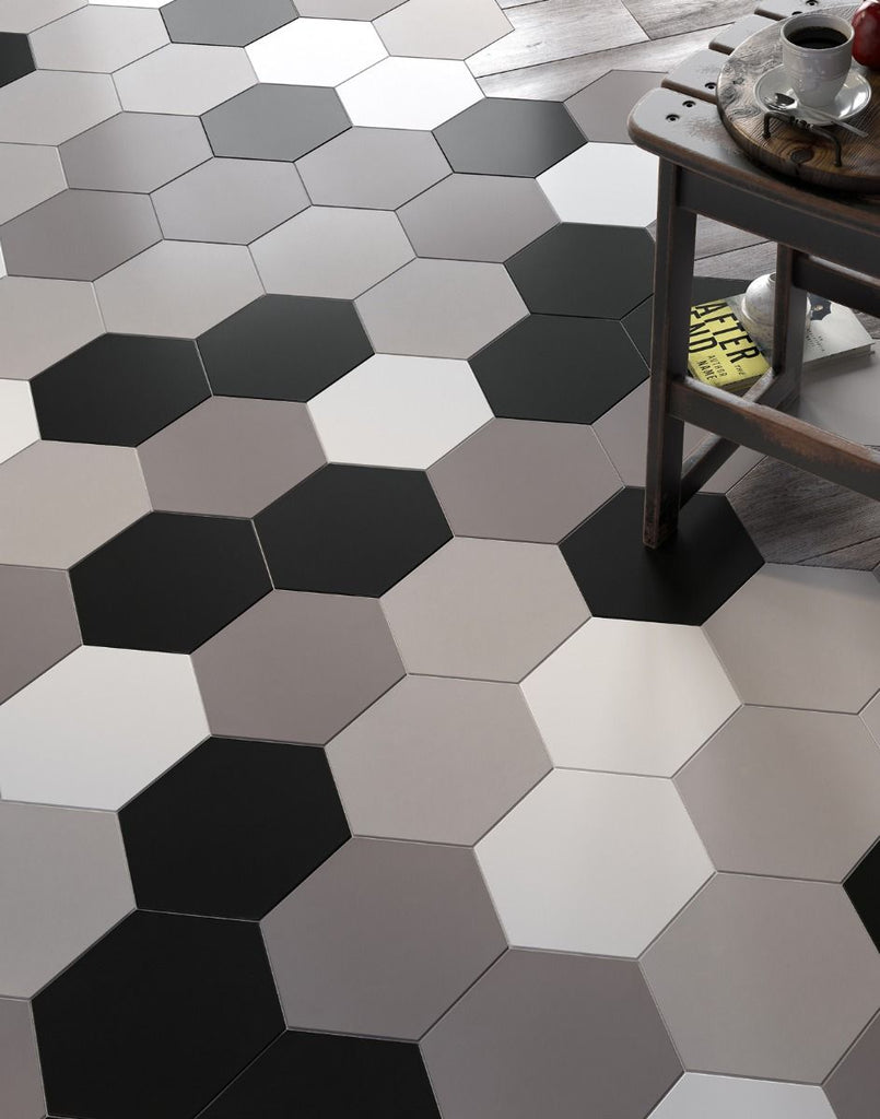 Galaxy Hexagon Solar Black Porcelain 201x201mm Wall and Floor Tile TilesDecor