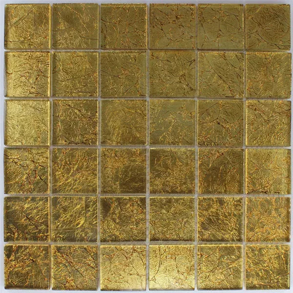 Golden Square Gold Glass Mosaic Wall Tile TilesDecor