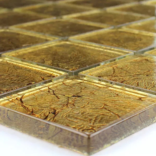 Golden Square Gold Glass Mosaic Wall Tile TilesDecor