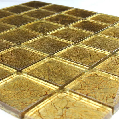 Golden Square Gold Glass Mosaic Wall Tile TilesDecor