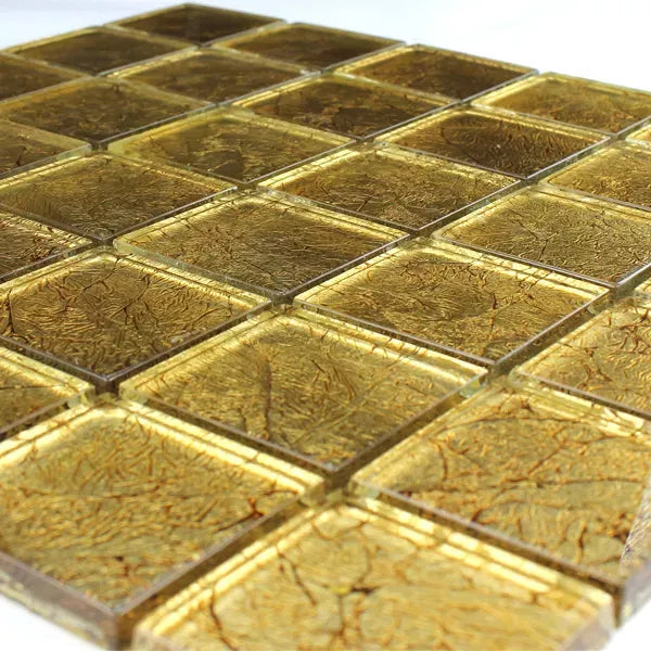Golden Square Gold Glass Mosaic Wall Tile TilesDecor