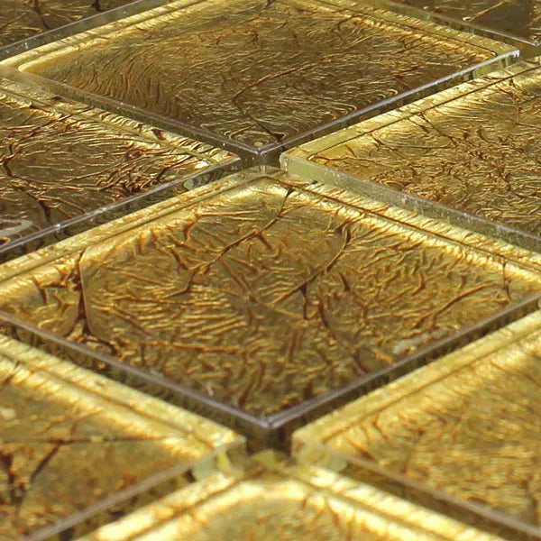 Golden Square Gold Glass Mosaic Wall Tile TilesDecor