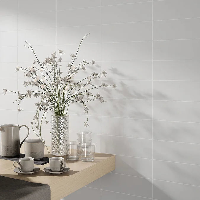 Jasper White Matt Flat Metro Subway Ceramic Wall 100x300mm Tile TilesDecor