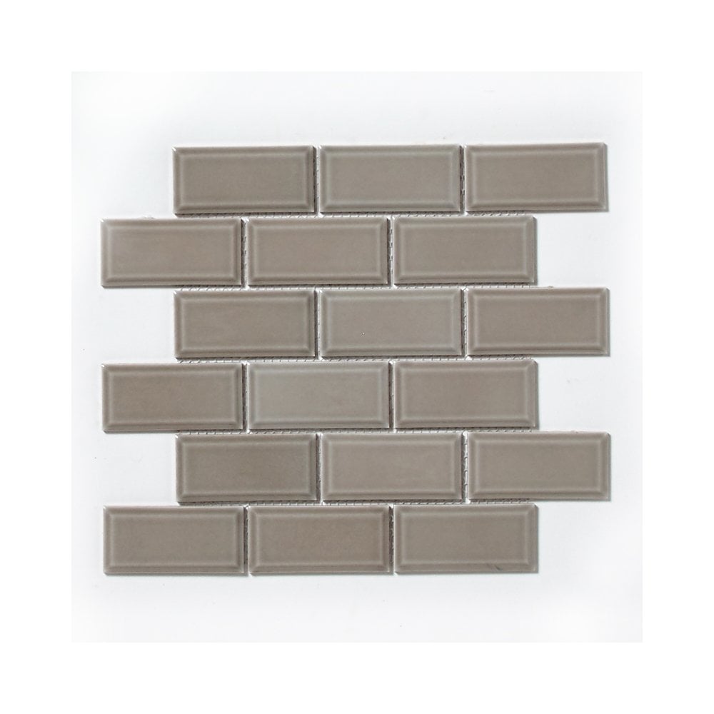 Light Grey Bevelled Metro Ceramic Mosaic Wall Tile TilesDecor