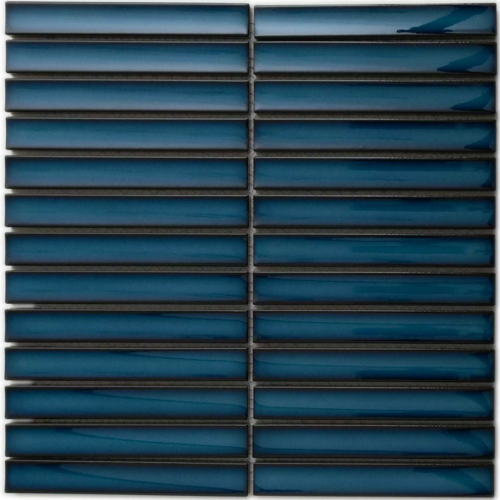 Linea Arlo Azure Blue Rectangle Mosaic Porcelain Wall Tile TilesDecor