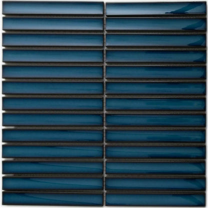 Linea Arlo Azure Blue Rectangle Mosaic Porcelain Wall Tile TilesDecor