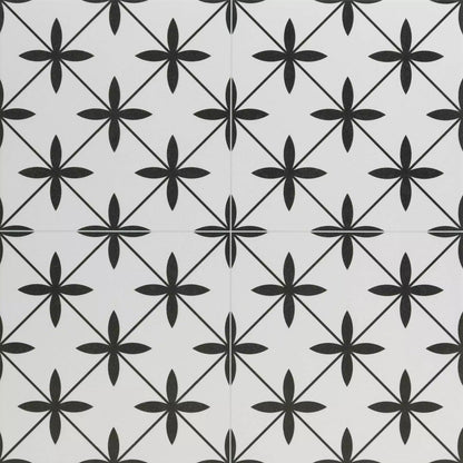 Maple Black Star Patterned Ceramic Floor 450x450mm Tile TilesDecor