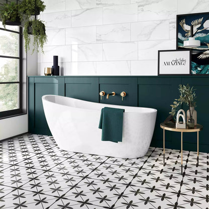 Maple Black Star Patterned Ceramic Floor 450x450mm Tile TilesDecor