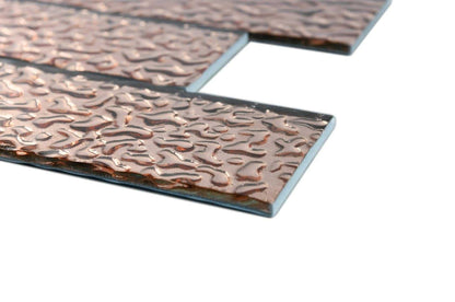 Melted Rose Gold Copper 3D Glass Metro 75x300mm Metro Wall Tile TilesDecor