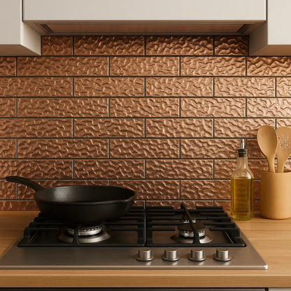 Melted Rose Gold Copper 3D Glass Metro 75x300mm Metro Wall Tile TilesDecor