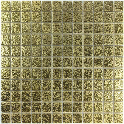 Metallica Lava Gold Textured Square Mosaic Wall Tile TilesDecor