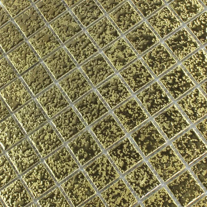Metallica Lava Gold Textured Square Mosaic Wall Tile TilesDecor