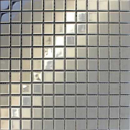 Metallica Silver Glass Square Wall Mosaic Tile TilesDecor