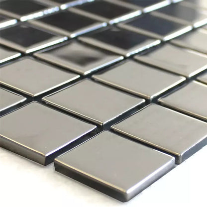 Metallica Silver Glass Square Wall Mosaic Tile TilesDecor