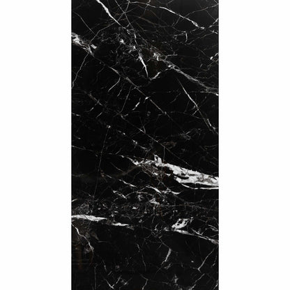 Nero Marquina Black and White Polished Marble Effect 1200x600mm Wall and Floor Tile TilesDecor