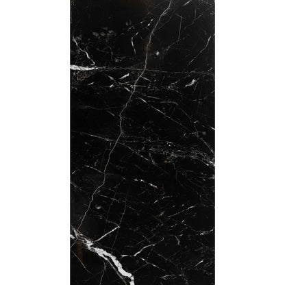 Nero Marquina Black and White Polished Marble Effect 1200x600mm Wall and Floor Tile TilesDecor