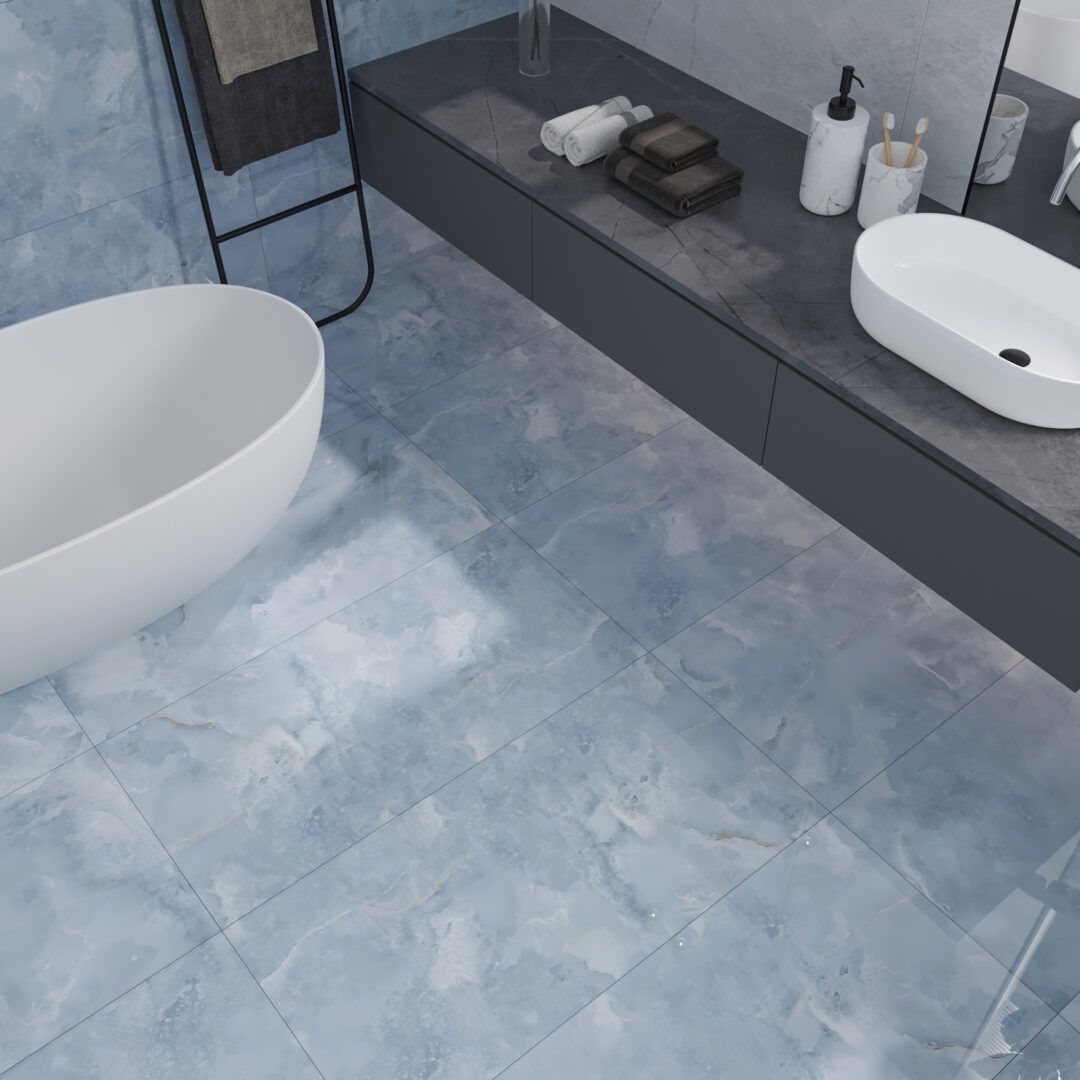 Nove Aqua Blue Onyx Polished Porcelain Tile TilesDecor