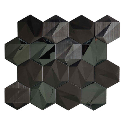 Onyx Black Hexagon 3D Wall Mosaic Tile TilesDecor